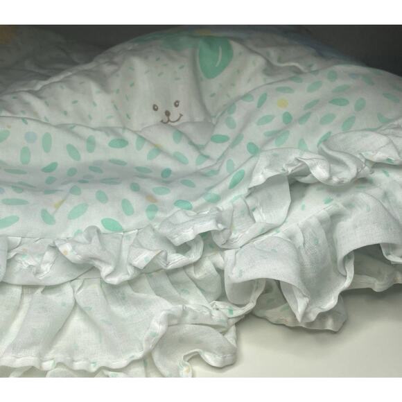 Vintage Baby Dreams Crib Comforter Quilt Blanket White Safari Green Pastel *READ - Picture 9 of 12